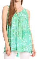 Sakkas Rossana Sleeveless Fresh Summer Top Blouse Tie Dye and Batik Relax Fit#color_Green