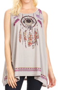 Sakkas Lucia Womens Summer Sleeveless Casual Tank Top Bohemian Print Soft Jersey#color_Grey