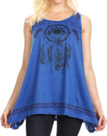Sakkas Lucia Womens Summer Sleeveless Casual Tank Top Bohemian Print Soft Jersey#color_RoyalBlue