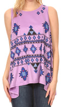 Sakkas Juliana Womens Summer Sleeveless Tank Top Printed Dashiki Jersey Knit#color_17302-Purple