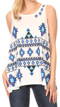 Sakkas Juliana Womens Summer Sleeveless Tank Top Printed Dashiki Jersey Knit#color_17302-White