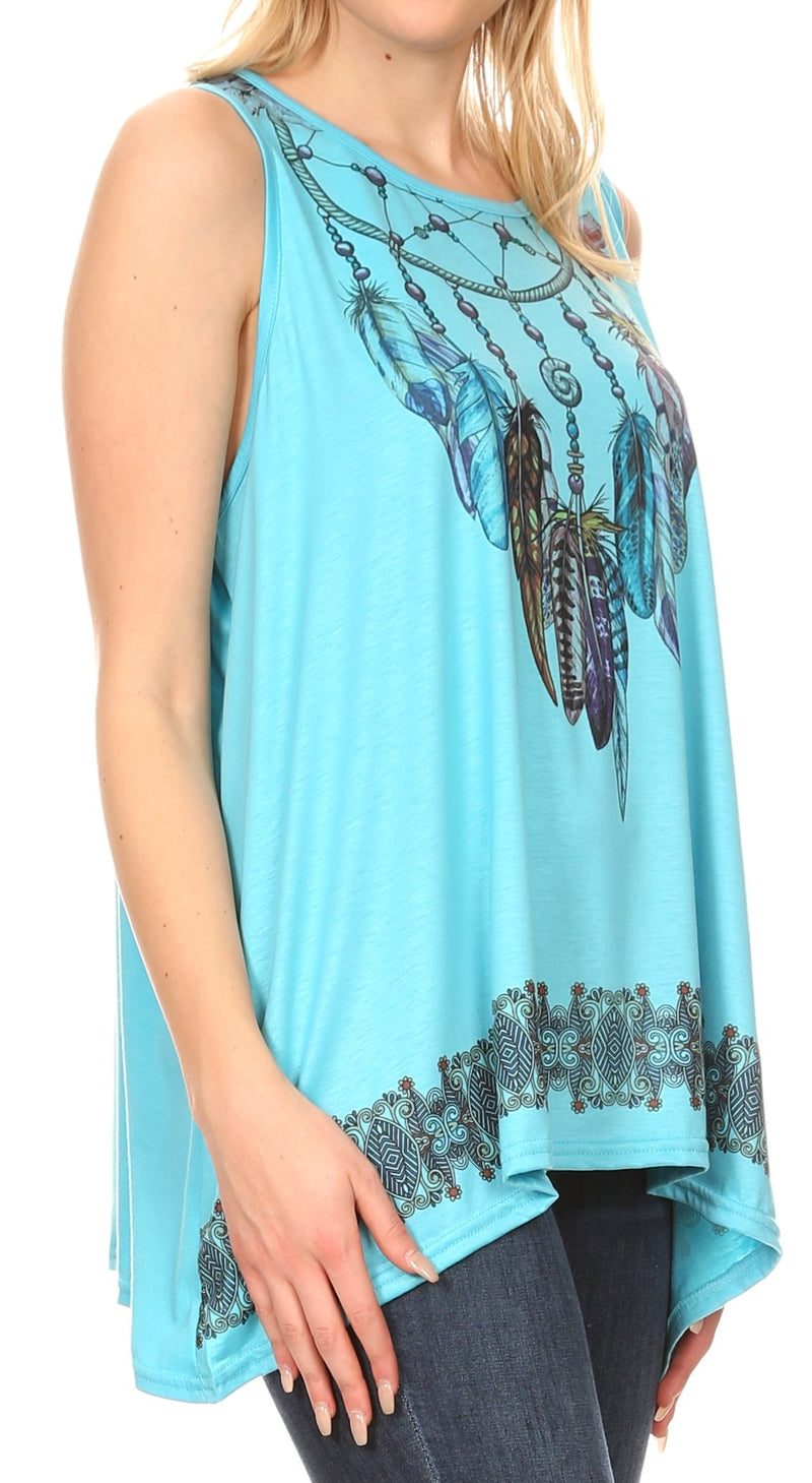 Sakkas Juliana Womens Summer Sleeveless Tank Top Printed Dashiki Jersey Knit