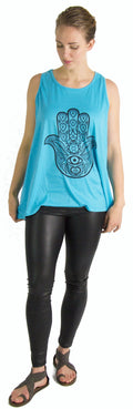 Sakkas Juliana Womens Summer Sleeveless Tank Top Printed Dashiki Jersey Knit#color_17305-Turquoise