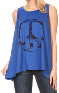 Sakkas Juliana Womens Summer Sleeveless Tank Top Printed Dashiki Jersey Knit#color_17306-Blue