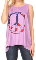 Sakkas Juliana Womens Summer Sleeveless Tank Top Printed Dashiki Jersey Knit#color_17306-Purple
