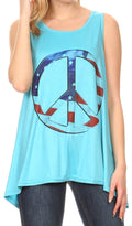 Sakkas Juliana Womens Summer Sleeveless Tank Top Printed Dashiki Jersey Knit#color_17306-Turquoise