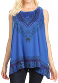 Sakkas Juliana Womens Summer Sleeveless Tank Top Printed Dashiki Jersey Knit#color_RoyalBlue