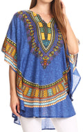 Sakkas Alba Tribal Circle Cover-up Tunic Vibrant Colors Relaxed#color_Blue
