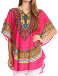 Sakkas Alba Tribal Circle Cover-up Tunic Vibrant Colors Relaxed#color_Fuchsia