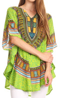 Sakkas Alba Tribal Circle Cover-up Tunic Vibrant Colors Relaxed#color_Green