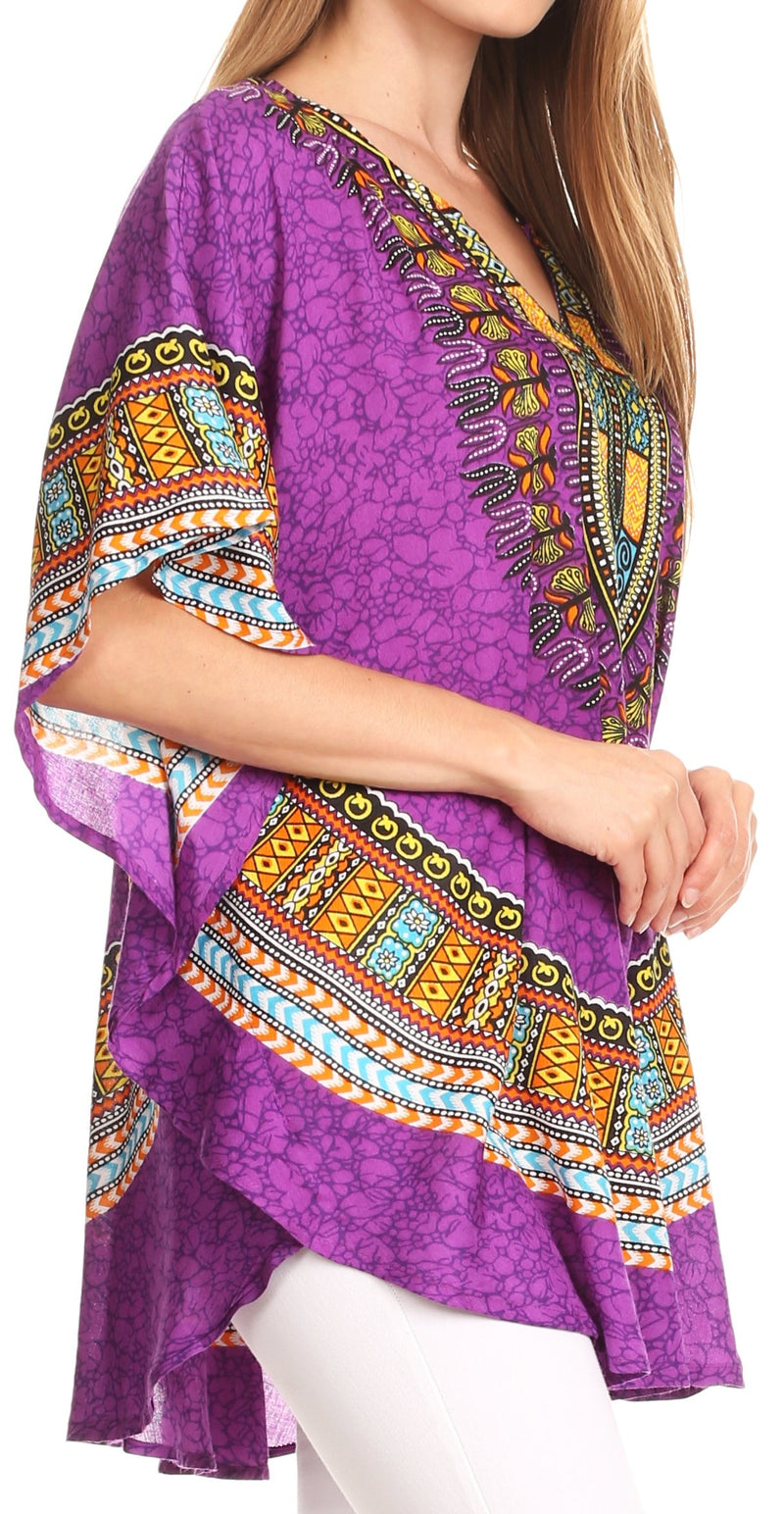 Sakkas Alba Tribal Circle Cover-up Tunic Vibrant Colors Relaxed