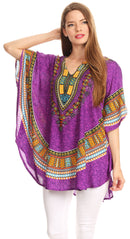 Sakkas Alba Tribal Circle Cover-up Tunic Vibrant Colors Relaxed