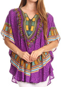 Sakkas Alba Tribal Circle Cover-up Tunic Vibrant Colors Relaxed#color_Purple