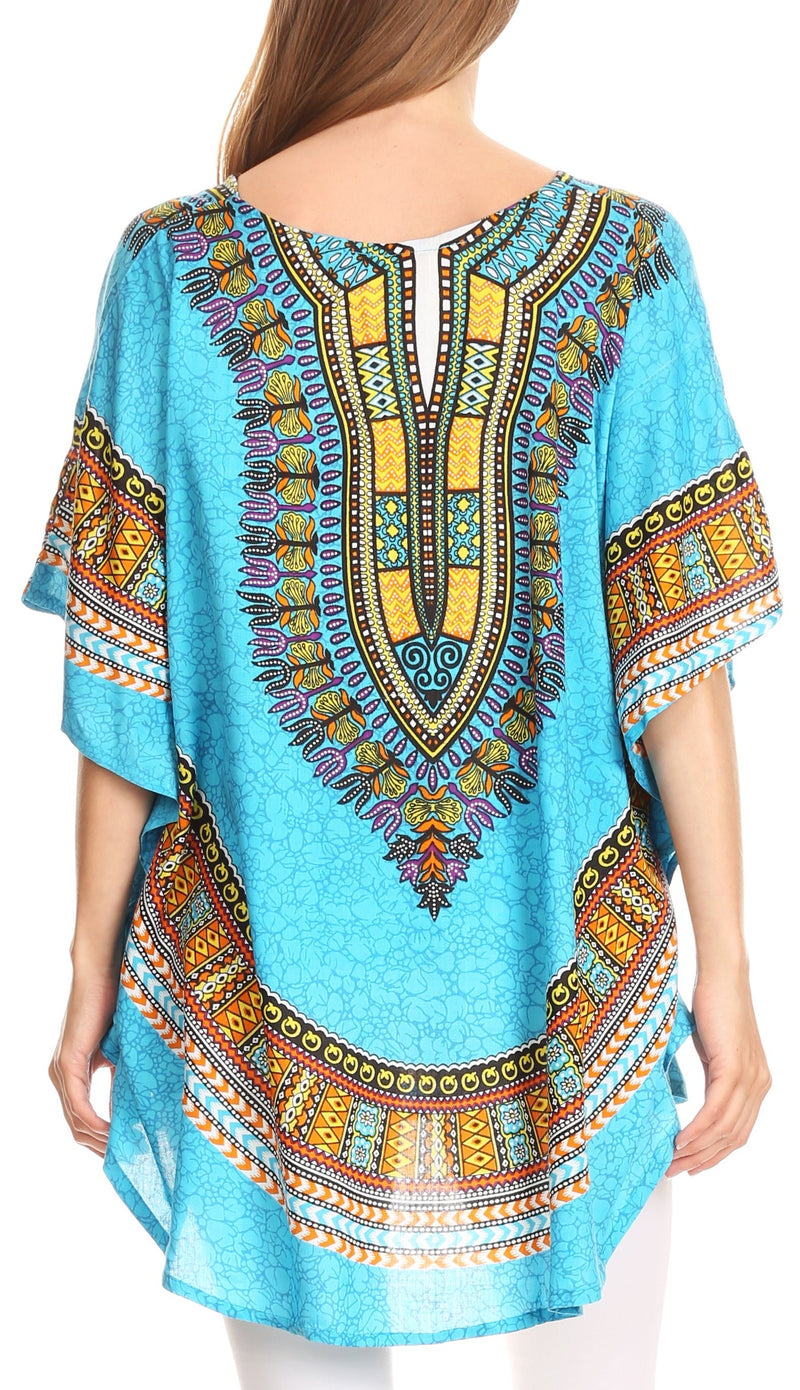 Sakkas Alba Tribal Circle Cover-up Tunic Vibrant Colors Relaxed