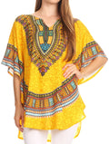 Sakkas Alba Tribal Circle Cover-up Tunic Vibrant Colors Relaxed#color_Yellow
