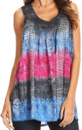 Sakkas Renee Dip Dye Floral Print Tank with Sequins and Embroidery#color_Black / Pink 