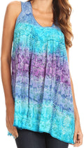Sakkas Renee Dip Dye Floral Print Tank with Sequins and Embroidery#color_Blue/Purple
