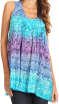 Sakkas Renee Dip Dye Floral Print Tank with Sequins and Embroidery#color_Blue / Purple 
