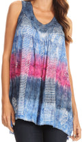 Sakkas Renee Dip Dye Floral Print Tank with Sequins and Embroidery#color_Navy/Pink
