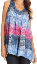 Sakkas Renee Dip Dye Floral Print Tank with Sequins and Embroidery#color_Navy / Pink 