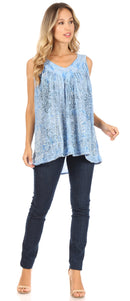 Sakkas Alyse Crinkle Tie Dye Tank with Sequins and Embroidery