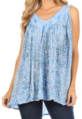 Sakkas Alyse Crinkle Tie Dye Tank with Sequins and Embroidery#color_LightBlue