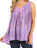 Sakkas Alyse Crinkle Tie Dye Tank with Sequins and Embroidery#color_Purple
