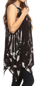 Sakkas Nalu Sleeveless Relaxed Fit Multi Color Tie Dye V-Neck Blouse | Cover Up