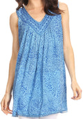 Sakkas Larissa V-Neck Animal Print Tank#color_Blue 