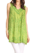 Sakkas Larissa V-Neck Animal Print Tank#color_Green 