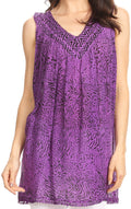 Sakkas Larissa V-Neck Animal Print Tank#color_Purple 