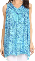 Sakkas Larissa V-Neck Animal Print Tank#color_Turquoise 