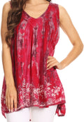 Sakkas Thea Watercolor Palm Tank with Sequins and Embroidery#color_Pink