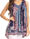 Sakkas Thea Watercolor Palm Tank with Sequins and Embroidery#color_Purple