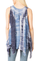 Sakkas Ligia Womne's Sleeveless Classic Casual Tank Top Loose Fit Summer Tie Dye