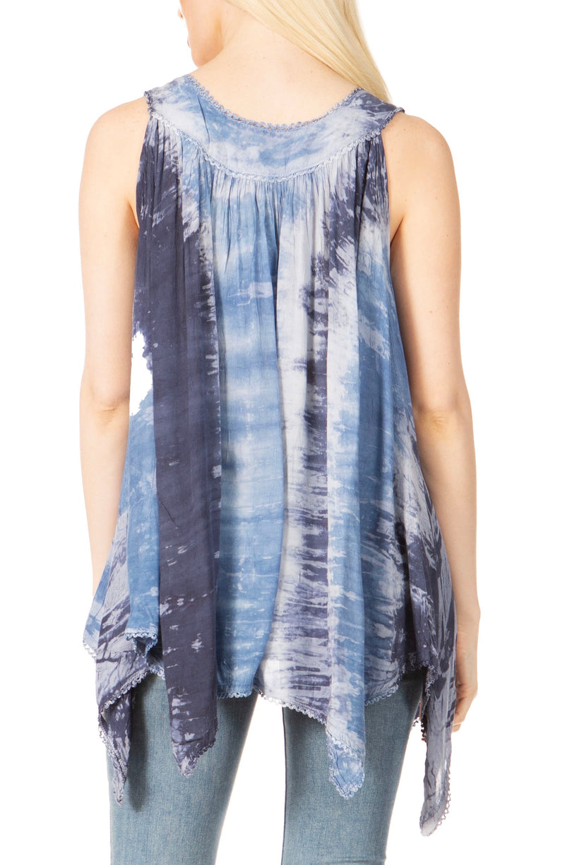 Sakkas Ligia Womne's Sleeveless Classic Casual Tank Top Loose Fit Summer Tie Dye