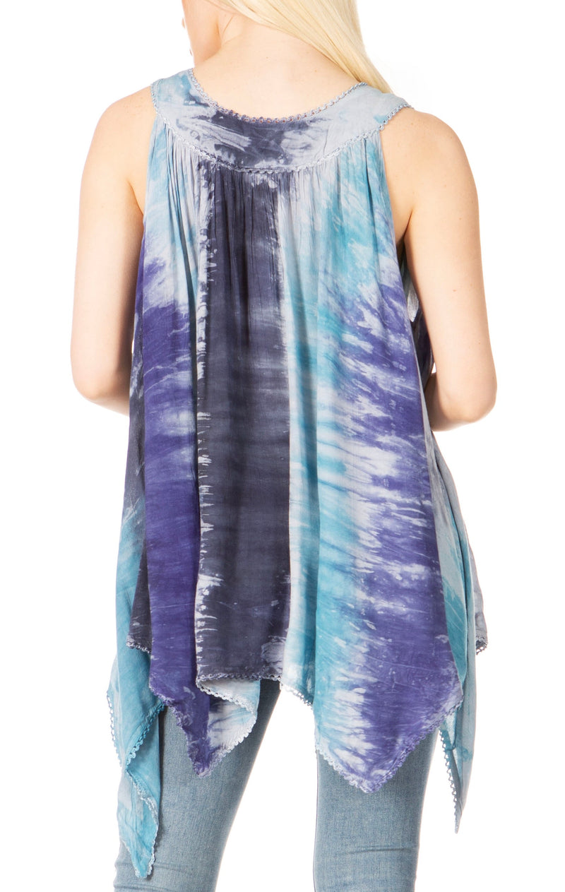 Sakkas Ligia Womne's Sleeveless Classic Casual Tank Top Loose Fit Summer Tie Dye