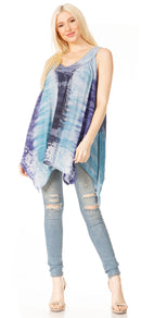Sakkas Ligia Womne's Sleeveless Classic Casual Tank Top Loose Fit Summer Tie Dye