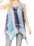 Sakkas Ligia Womne's Sleeveless Classic Casual Tank Top Loose Fit Summer Tie Dye#color_17793-BlackMint