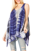 Sakkas Ligia Womne's Sleeveless Classic Casual Tank Top Loose Fit Summer Tie Dye#color_17793-BlueOlive