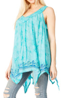 Sakkas Ligia Womne's Sleeveless Classic Casual Tank Top Loose Fit Summer Tie Dye