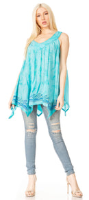 Sakkas Ligia Womne's Sleeveless Classic Casual Tank Top Loose Fit Summer Tie Dye