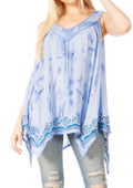 Sakkas Ligia Womne's Sleeveless Classic Casual Tank Top Loose Fit Summer Tie Dye#color_Blue