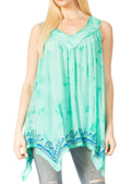 Sakkas Ligia Womne's Sleeveless Classic Casual Tank Top Loose Fit Summer Tie Dye#color_Mint