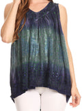 Sakkas Freya Dip Dyed Tie Dye Tank with Sequins and Embroidery#color_Navy