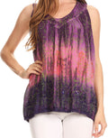 Sakkas Freya Dip Dyed Tie Dye Tank with Sequins and Embroidery#color_Pink