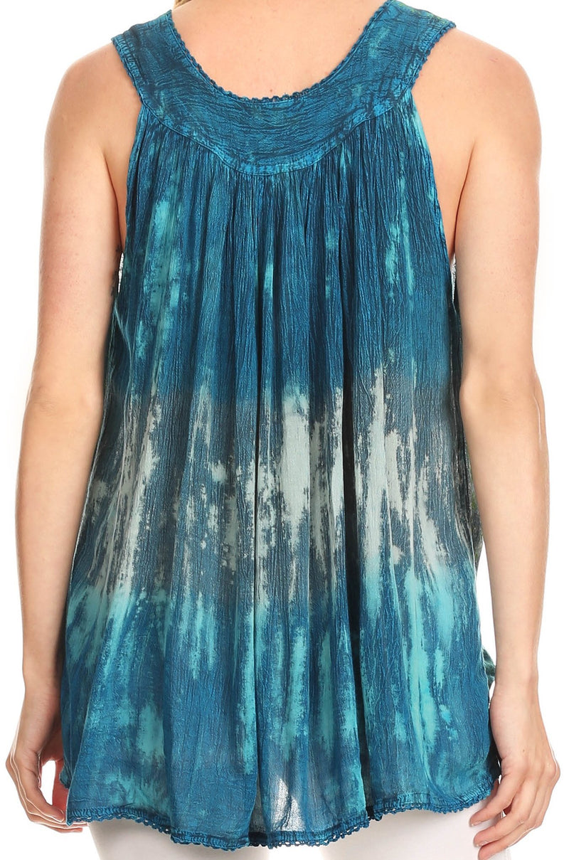 Sakkas Freya Dip Dyed Tie Dye Tank with Sequins and Embroidery