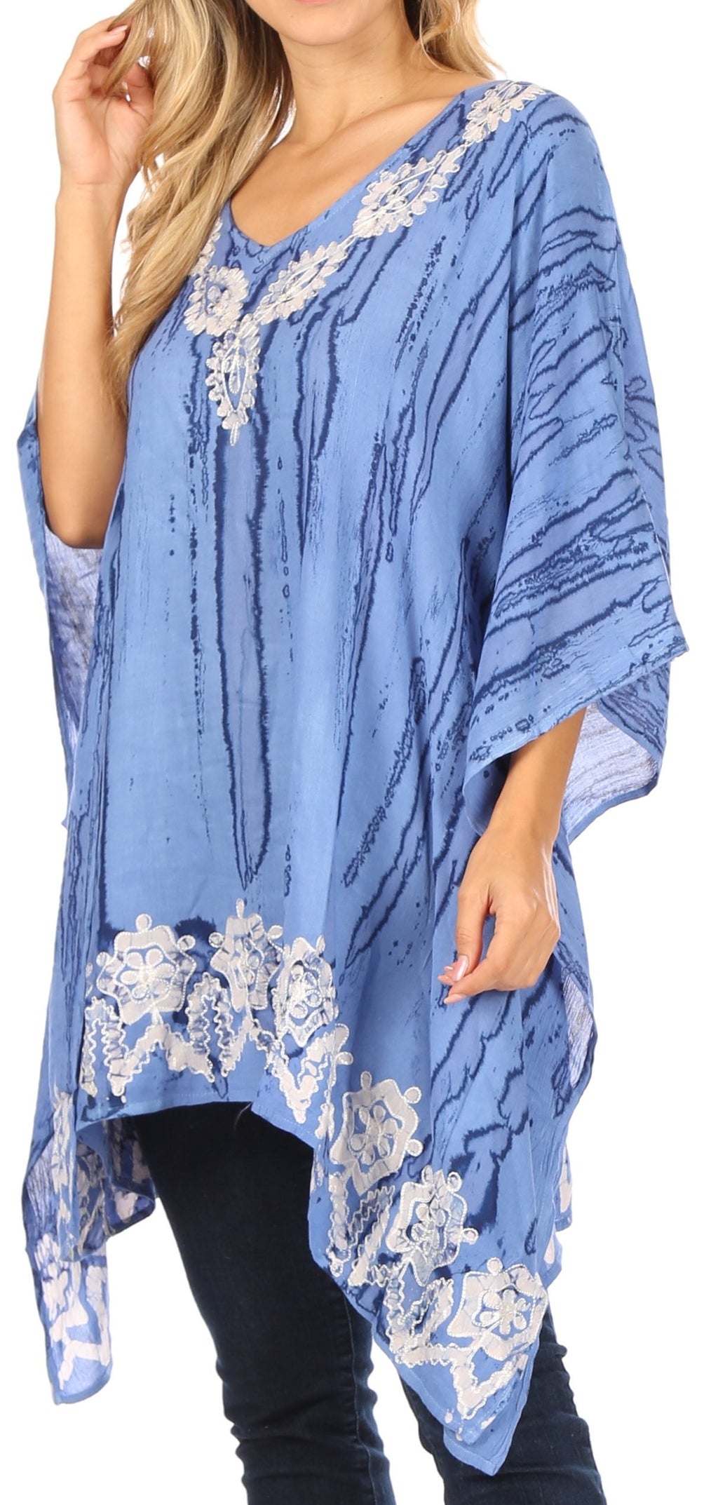 Sakkas Alizia Lightweight Embroidery Batik Top Tunic Blouse Caftan Cov