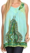 Sakkas Bohemian Spirit Relaxed Fit Blouse#color_Turquoise