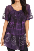 Sakkas Erhi Women's Short Sleeve Casual Blouse Tunic Tops Stonewashed Summer Fresh#color_Purple